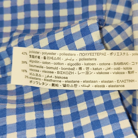 Zara Blue & White High Waisted Cropped Gingham Check Trousers Size Medium UK 10 - Picture 7 of 8